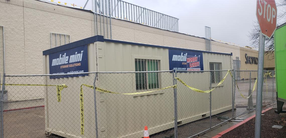 A small sign for Hobby Lobby Construction is the only sign the Oklahoma City craft retailer is taking over the former Shopko store on West Fairview Avenue in Boise. Crews are remodeling the store’s sales floor and mezzanine.