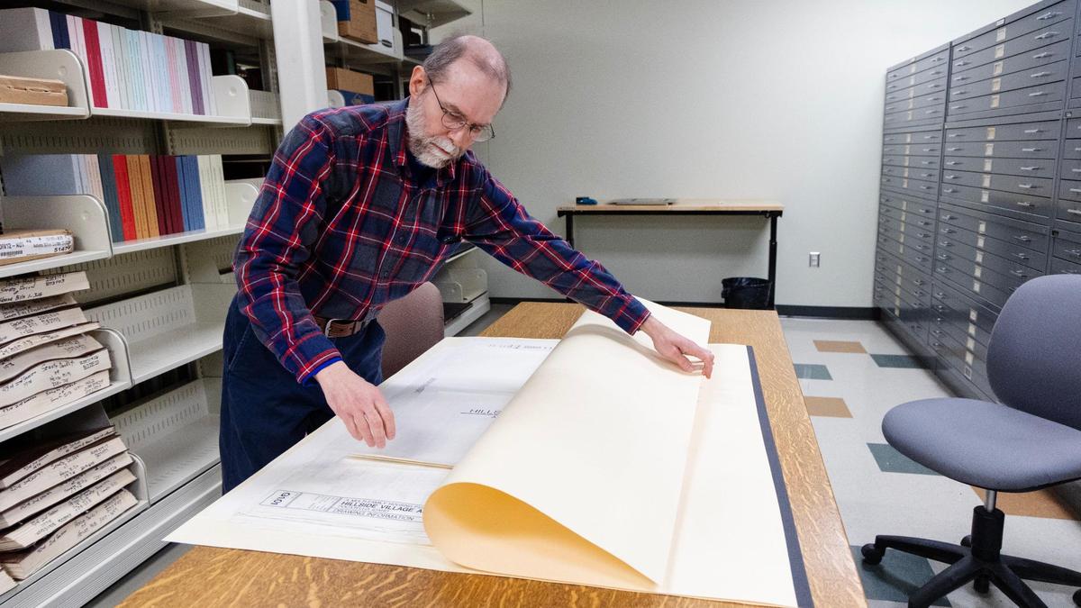 Matte works with thousands of documents at the Archives, including original blueprints of famous Idaho landmarks and historic homes, such as the one shown here.