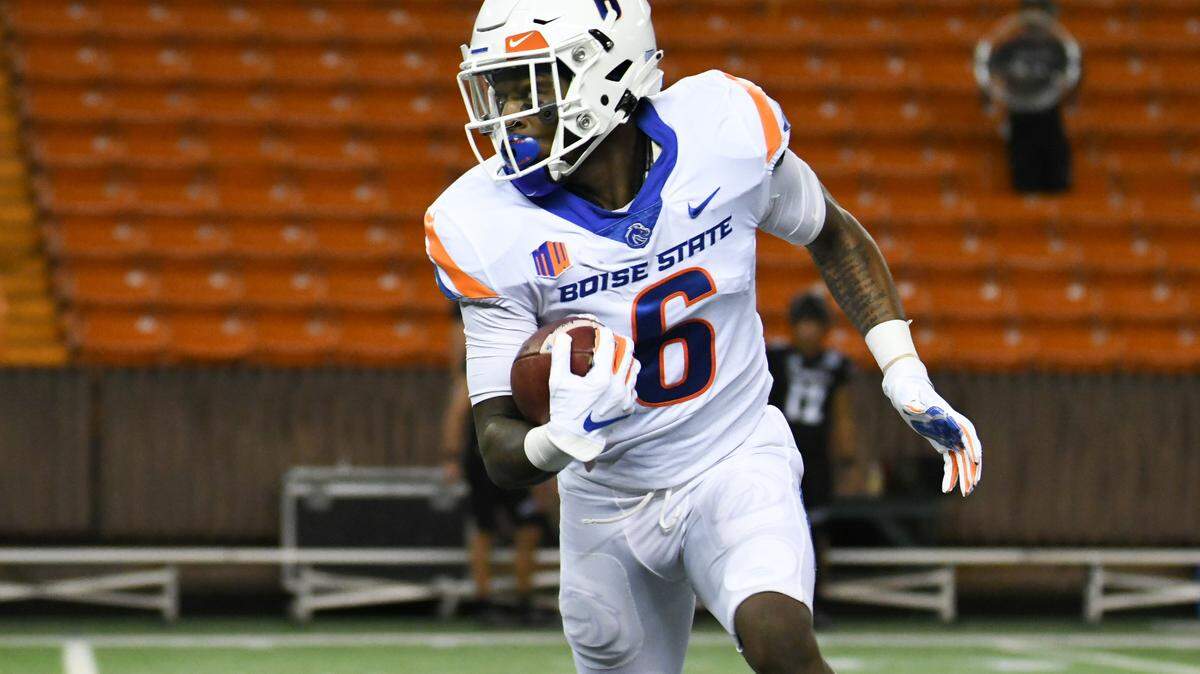 Boise State receiver CT Thomas caught three passes for 56 yards against Hawaii. He also threw a 3-yard TD pass to fellow receiver Khalil Shakir.