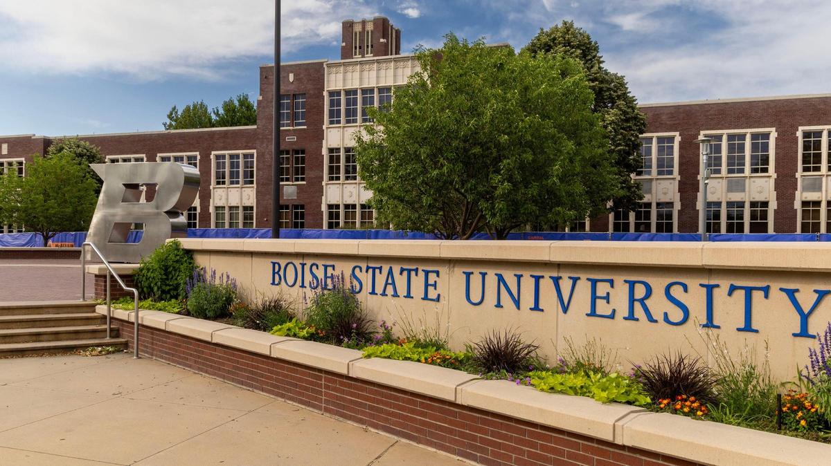 Boise State University administration building and signage, Wednesday, July 9, 2025.