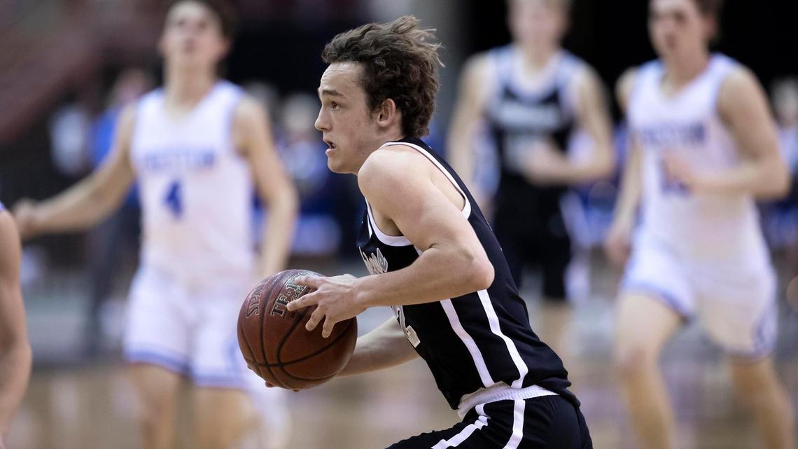 Middleton’s Merit Foote pushes the Vikings’ offense on a fast break against Preston in the 4A boys basketball state championship March 6 at the Ford Idaho Center in Nampa.