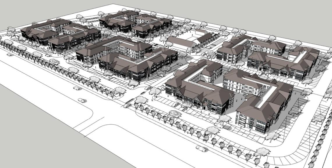 An aerial view of the 360 proposed units at the Seasons at Meridian.