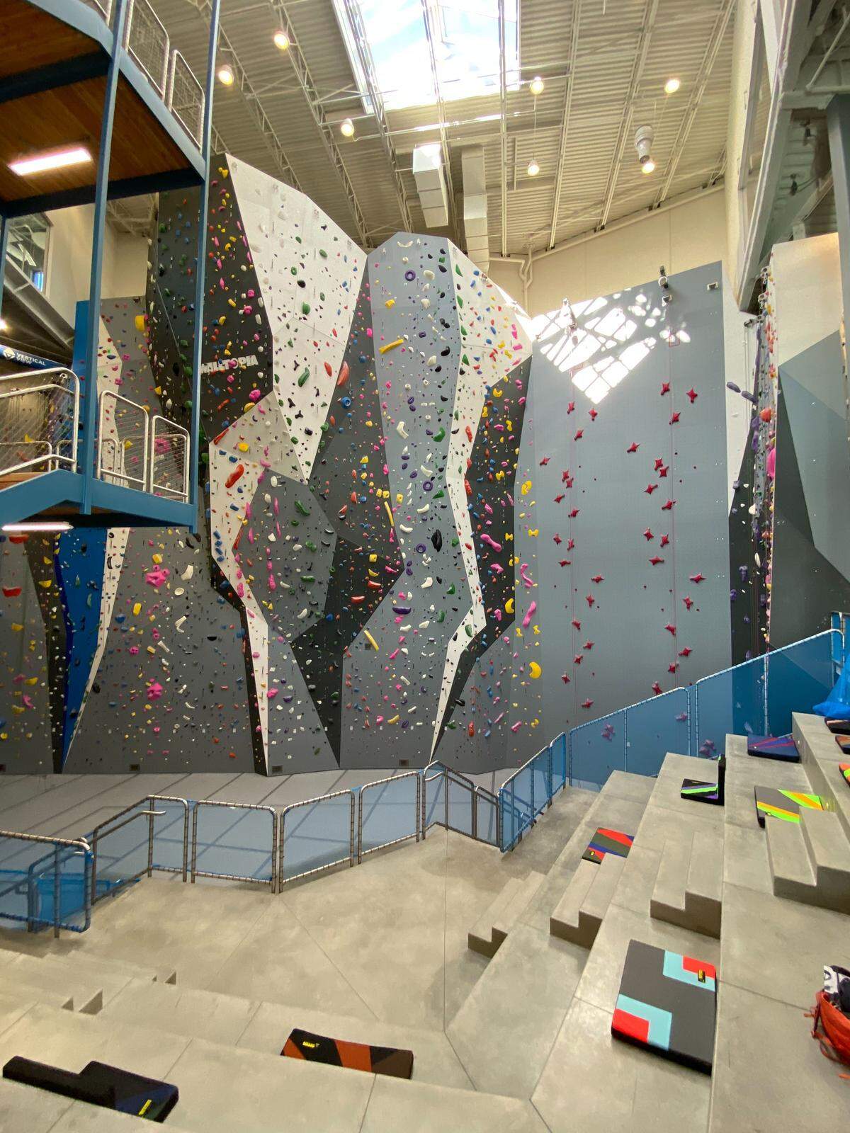 Vertical View climbing gym in Meridian features stadium seating and 65-foot climbing walls.