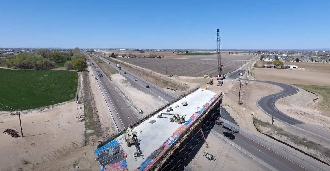 The new Middleton Road overpass on Interstate 84 in Nampa as it was being built by Concrete Placing Co.