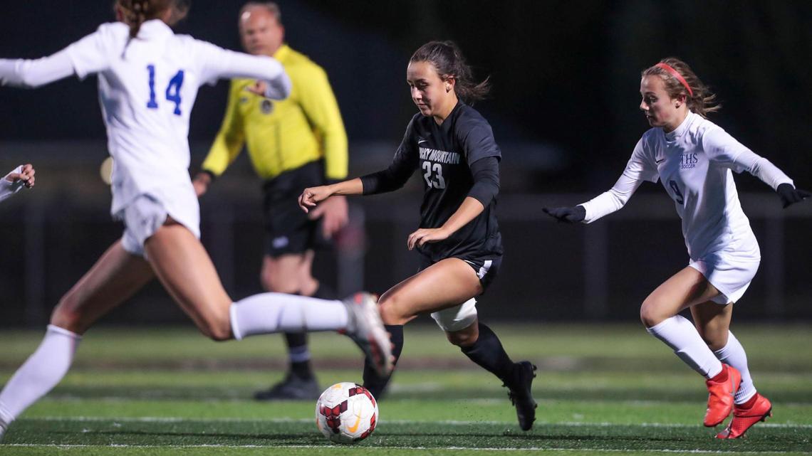 Rocky Mountain senior Nadia Kincaid scored twice to lead the Grizzlies to a 2-1 win over Timberline in the 5A District Three Tournament championship game Wedesday at Centennial.