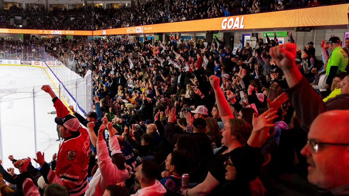 Fans cheer on the Idaho Steelheads during a home game earlier this season. Idaho opens the Kelly Cup Playoffs at home Wednesday against the Utah Grizzlies.