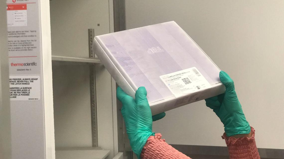 St. Luke’s in Boise received its first shipment of Pfizer’s COVID-19 vaccine, 195 vials, which is equal to 975 doses. The vaccine must be stored at minus-70 Celsius (minus-94 Fahreneit).