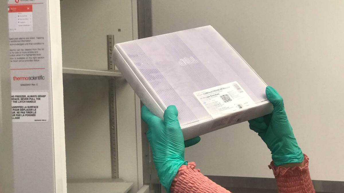 St. Luke’s in Boise received its first shipment of Pfizer’s COVID-19 vaccine, 195 vials, which is equal to 975 doses. The vaccine must be stored at minus-70 Celsius (minus-94 Fahreneit).