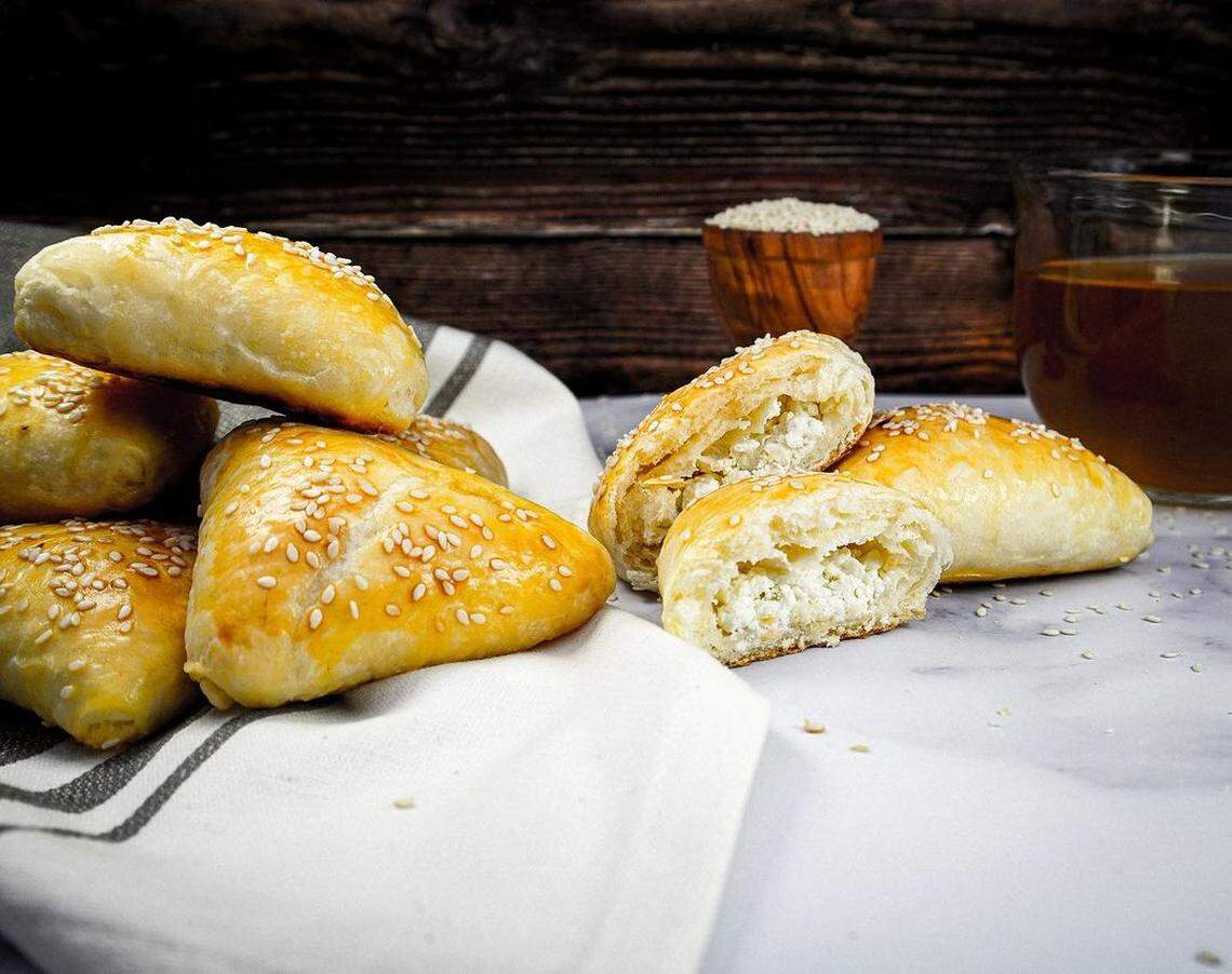 Sunshine Spice Cafe’s cheese bread is stuffed with cottage and feta cheeses and topped with sesame seeds. “Pair it with our Turkish coffee for a perfect start to your day,” the local brand suggests on social media.