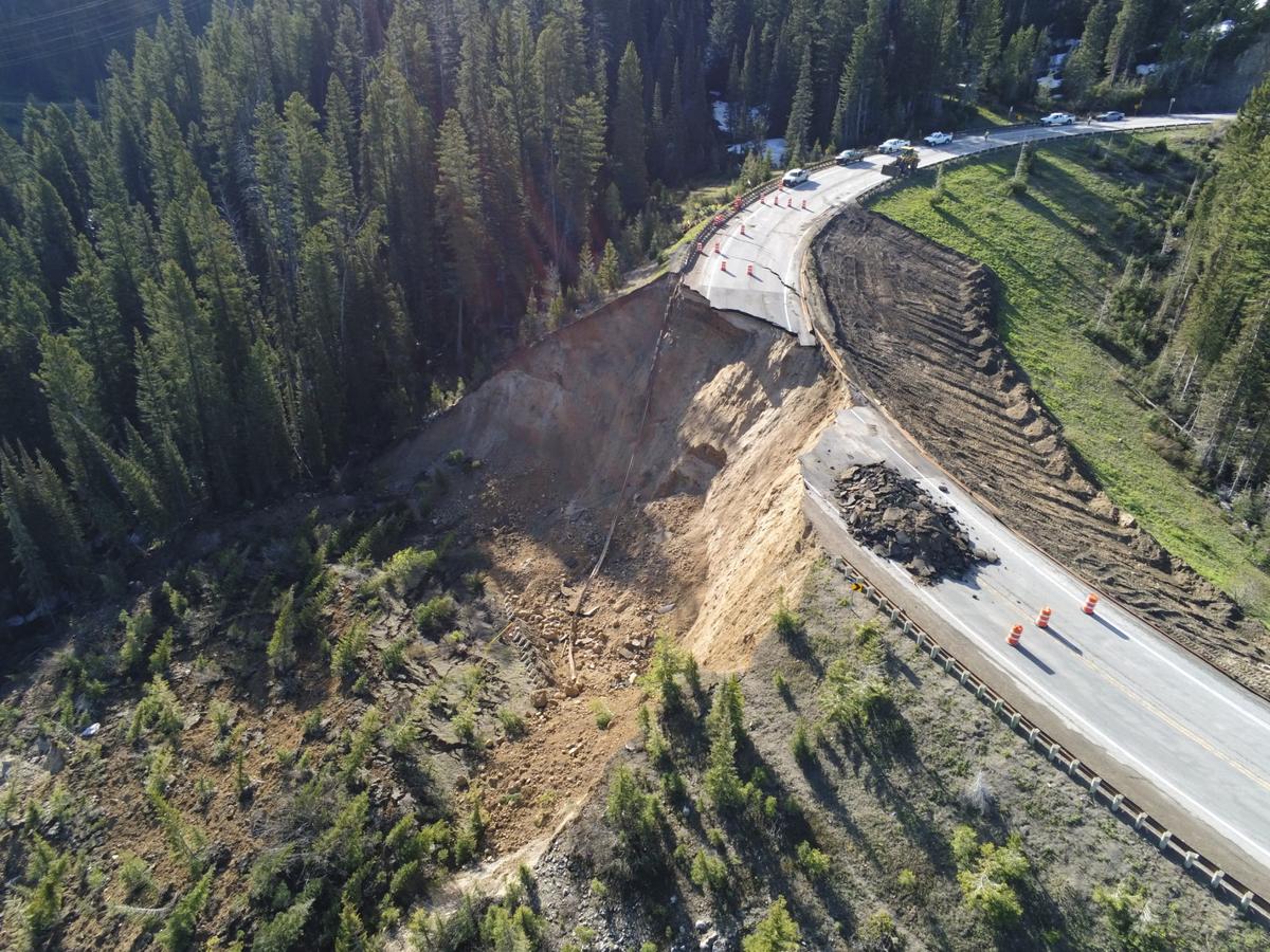 Officials first noticed cracks in the Teton Pass road Thursday.