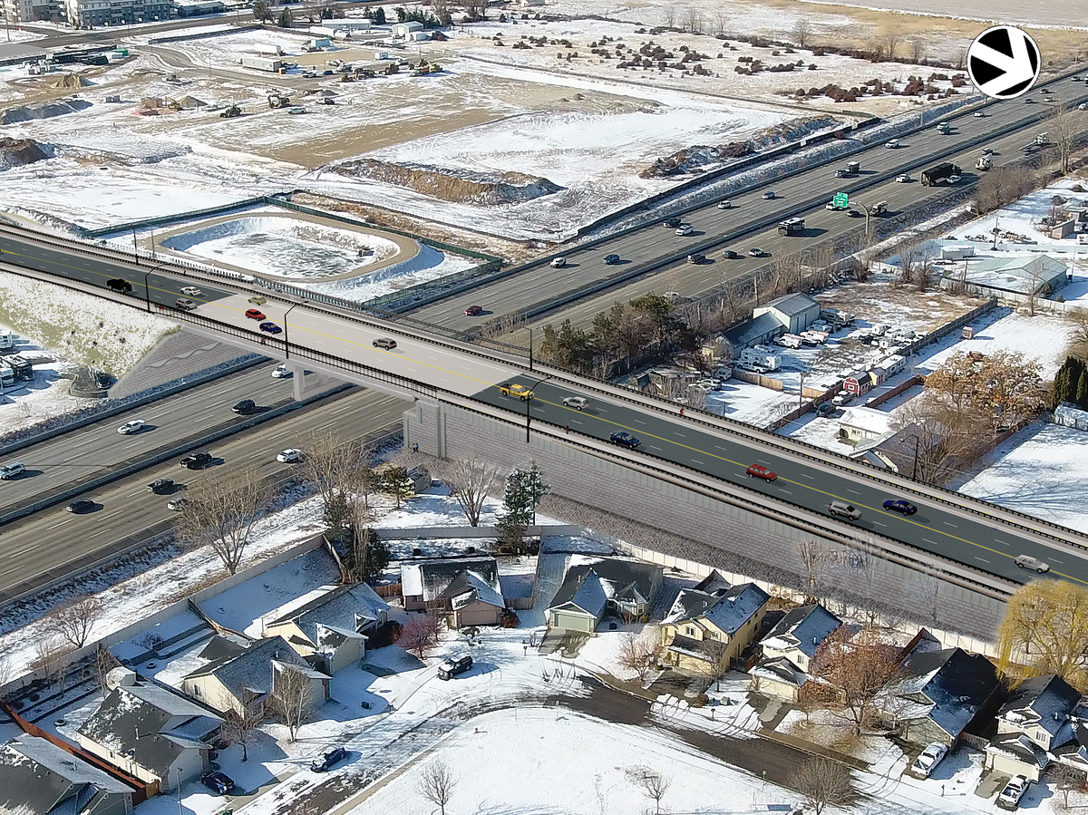 This rendering shows that once complete, the overpass will have two lanes of traffic, plus multi-use pathways, in each direction.