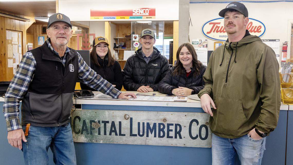 Capital Lumber in Boise is 120 years old and has been in the Perrin family for the past 51 years. Pictured from left: Chris Perrin, Brynna Leslie, Dane Perrin, McKenzie Dondero, Chris Perrin and Travis Leslie,