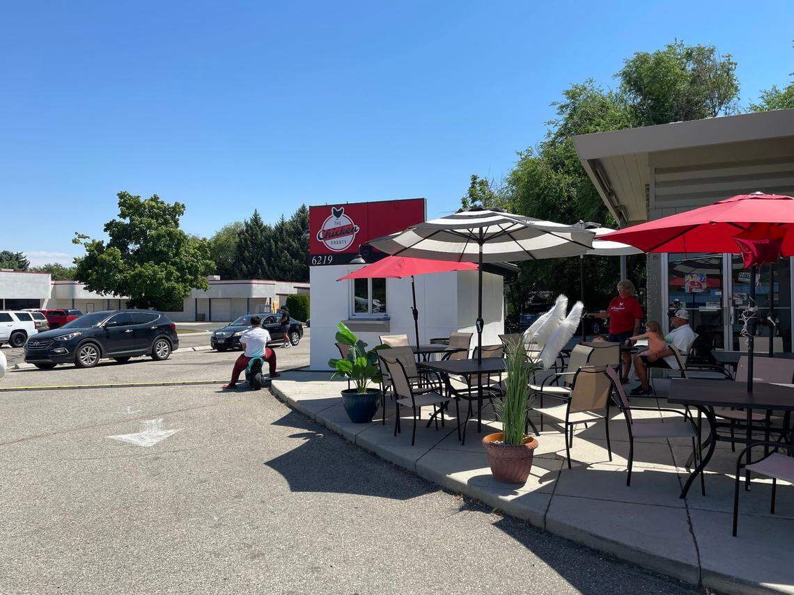 If customers want to stay, they can eat in their cars in the parking lot or go sit on the outdoor patio.