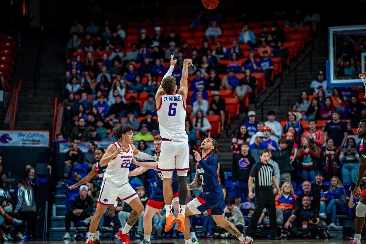 Boise State sophomore forward Pearson Carmichael went 6-for-8 from 3-point range in the Broncos’ 86-64 win over the Duquesne Dukes.