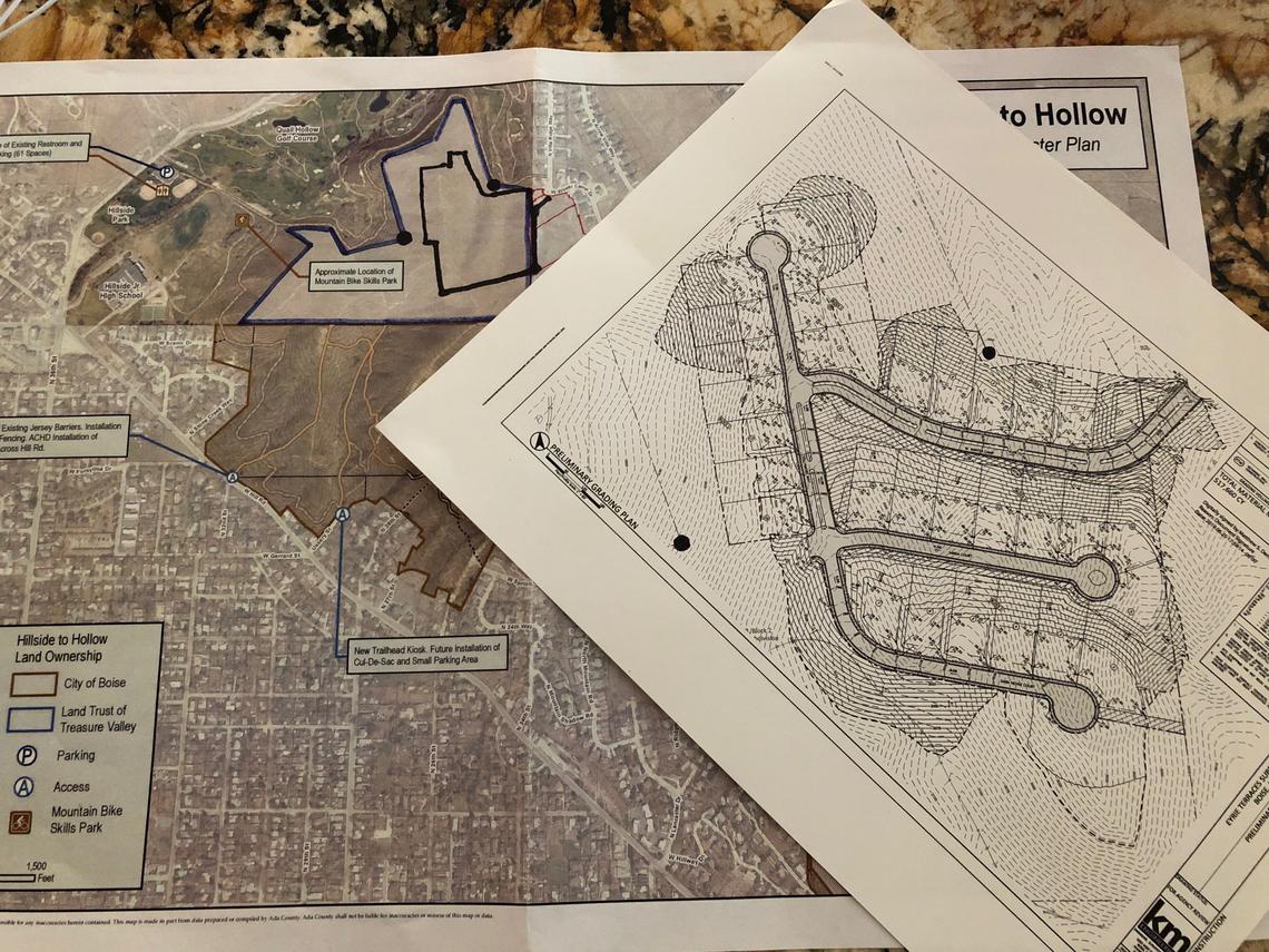 This is a plan for the 30-home Eyrie Terrace development located above the Quail Hollow Golf Course and alongside the Hillside to Hollow Reserve area.