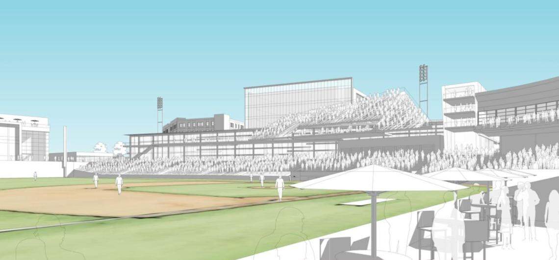 What a baseball game might look like from left field inside the stadium at the proposed Boise Sports Park on the Expo Idaho fairgrounds.