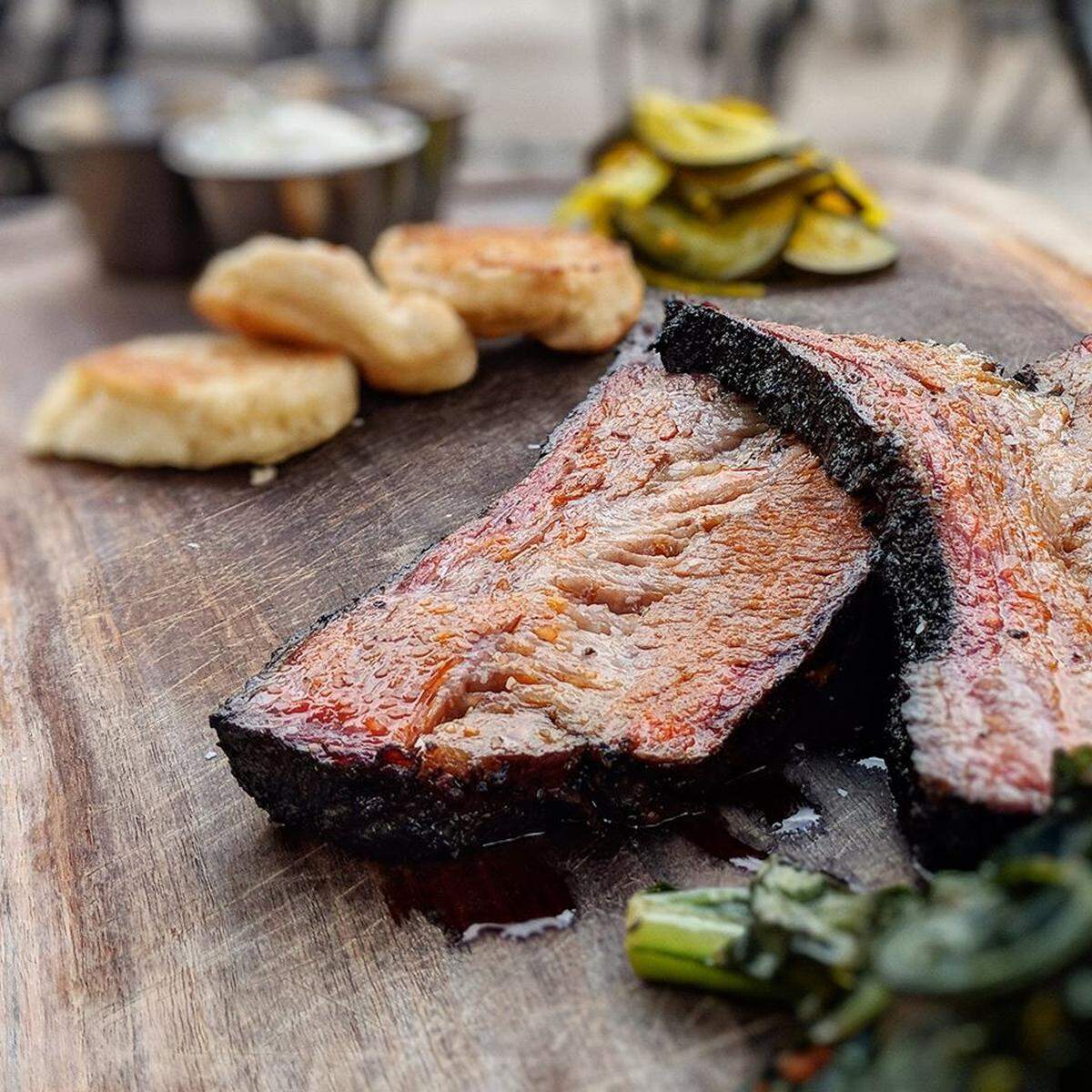 The brisket platter is a popular item at Saint Lawrence Gridiron.
