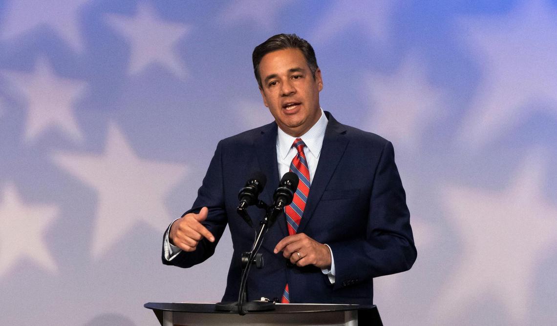 Former Congressman Raúl Labrador, Republican candidate for Idaho attorney general during a debate at Idaho Public Television, on Monday, Oct. 3, 2022, in Boise.