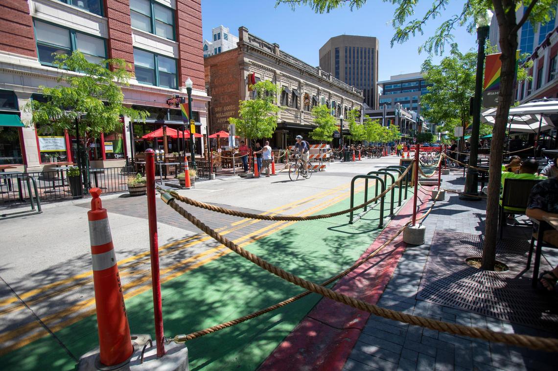 8th Street, between Idaho and Bannock streets, is now closed to cars (except deliveries in the morning) to allow restaurants and businesses to expand their patios into the street.
