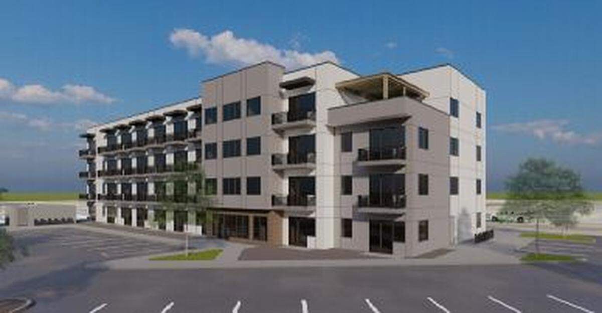 A rendering of the Cole Road Apartments planned east of the Boise Towne Square mall.