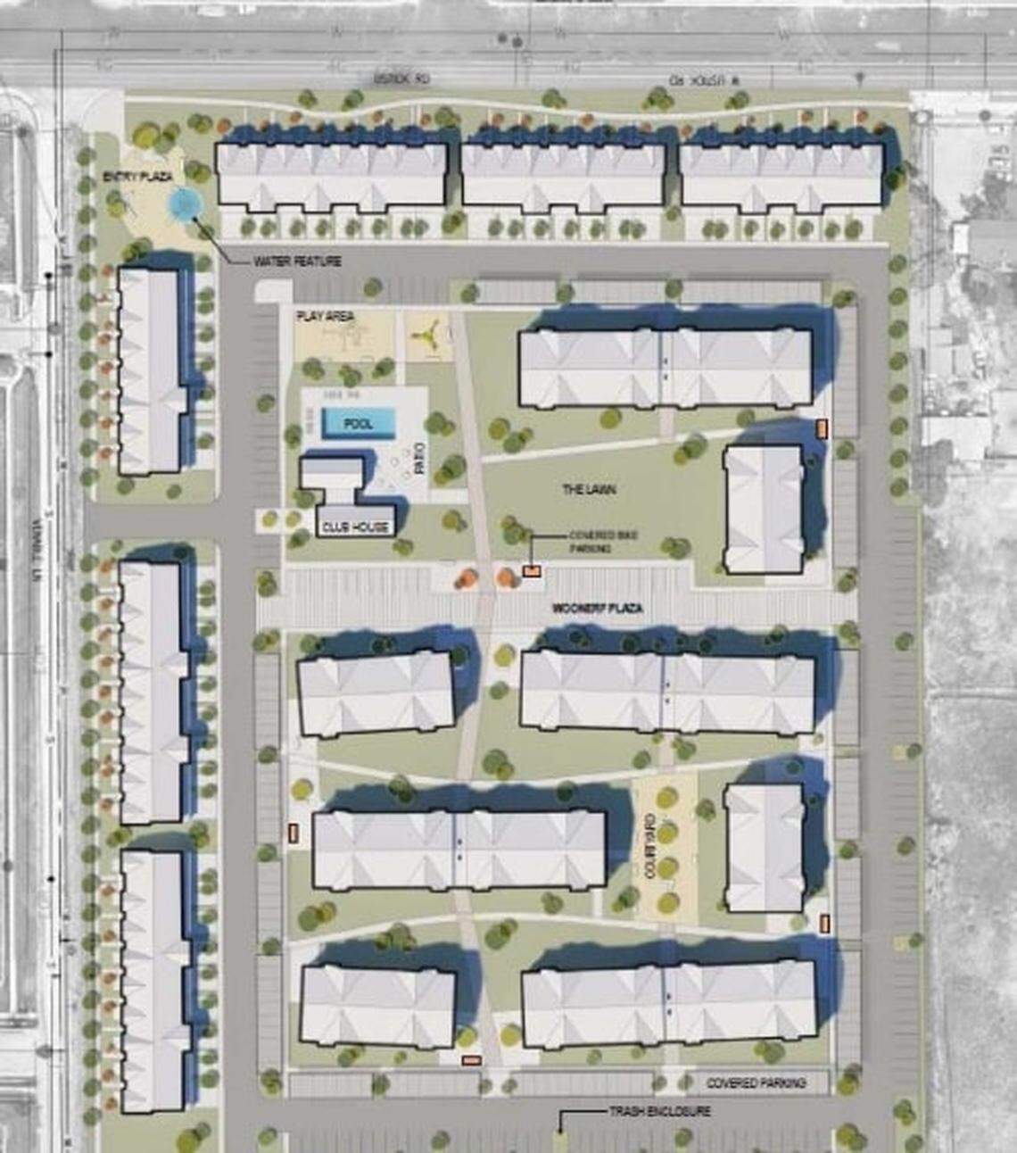 These town houses would be built on the southeast corner of Venable Lane and Ustick Road.