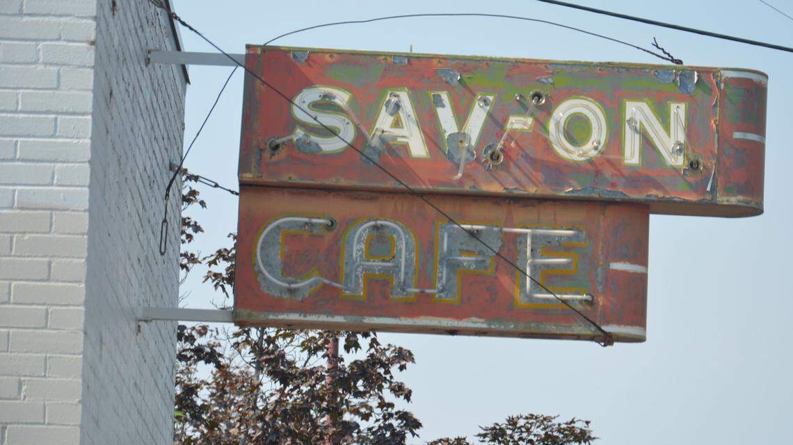 A neon sign for the old Sav-On Cafe in Downtown Boise is still in place seven years after the restaurant closed.