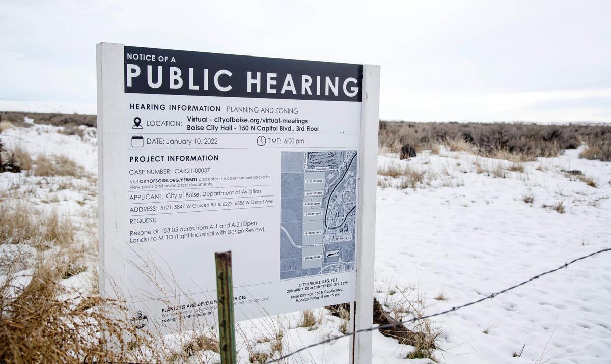 Land between Umatilla Avenue and the Boise Airport, pictured here on Thursday, Jan. 6., is being considered for rezoning for industrial use. It is currently zoned as permanent open land.