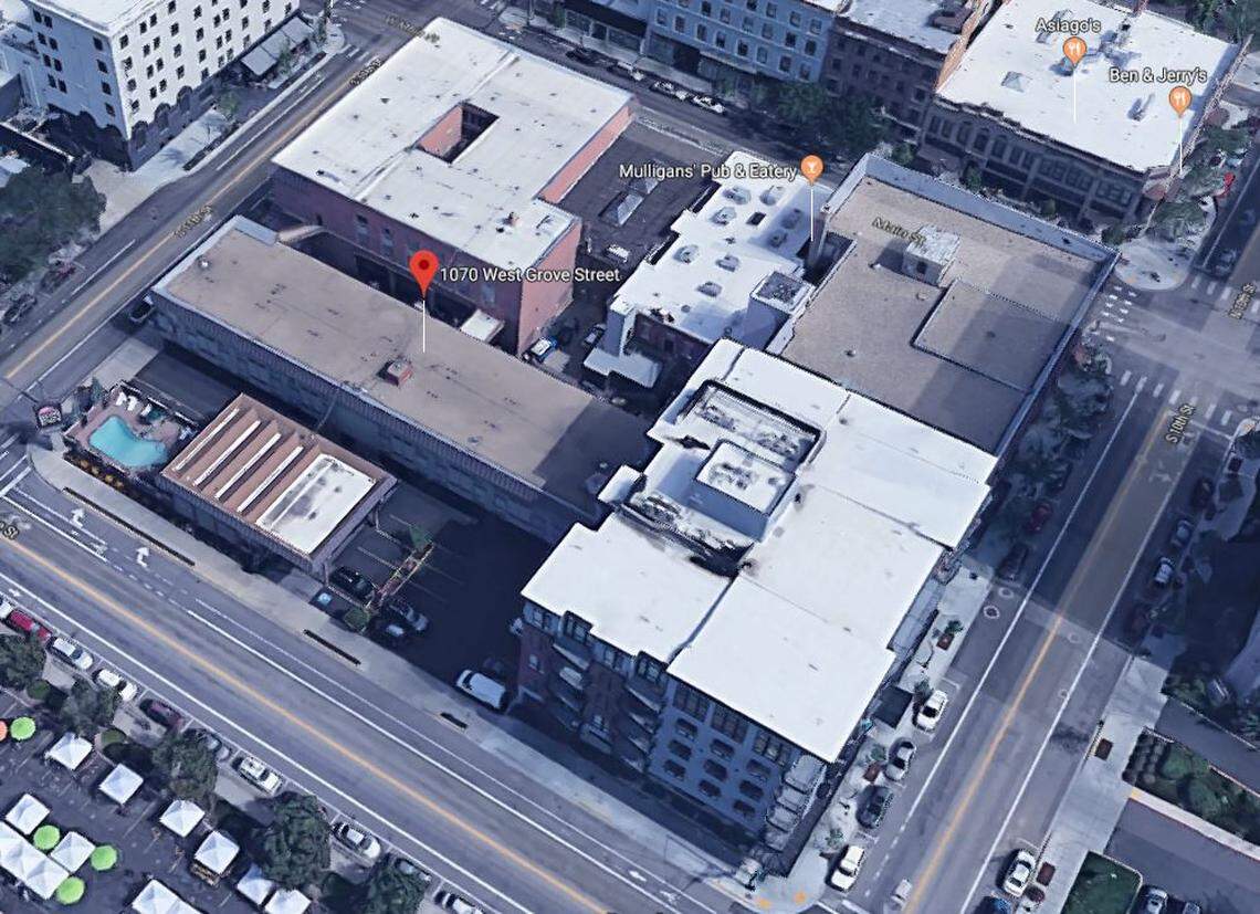 The main portion of the Safari Inn is the rectangular building at left center, along with the office next to the swimming pool. It also includes 45 rooms in the building above the rectangular one. That building and the smaller one to the right of it are under different ownership and were sold to Revolve Development of Seattle, which plans to turn those hotel rooms into apartments.