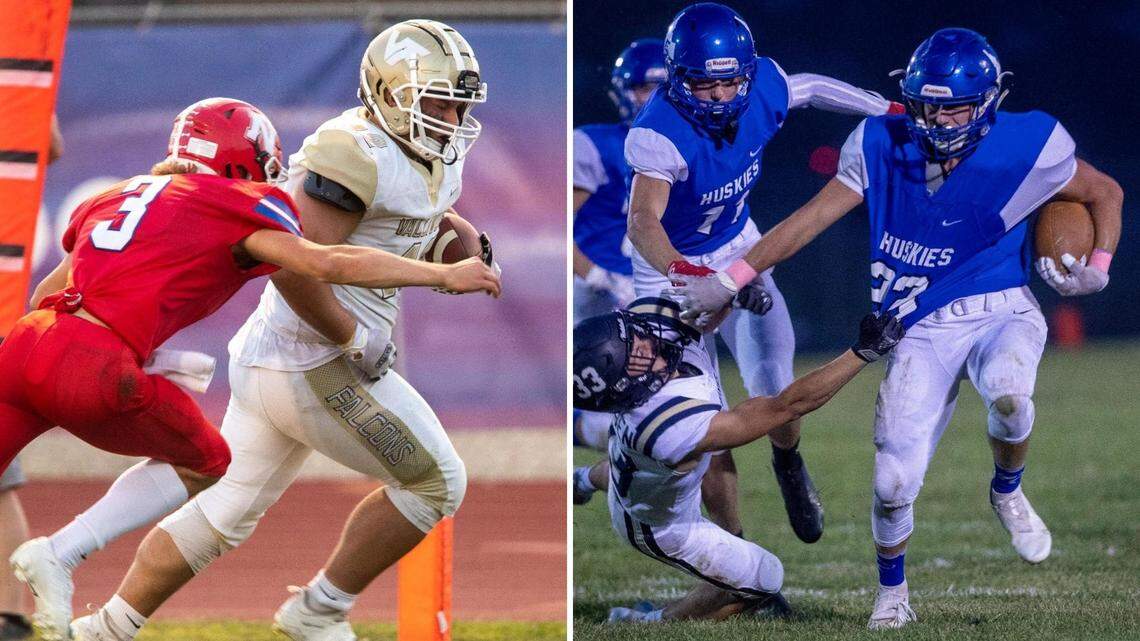 Left, Vallivue’s Braydon Ary was voted the 4A SIC’s Defensive Player of the Year. Right, Emmett’s Westyn Smith was voted the 4A SIC’s Offensive Player of the Year.
