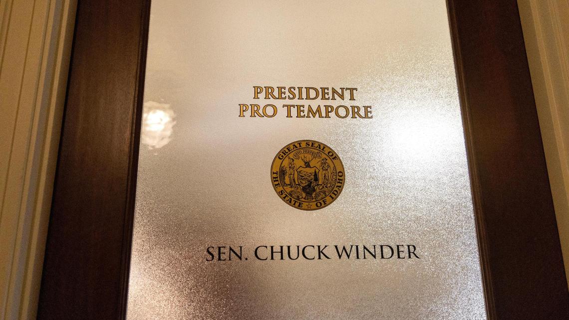 The door to Sen. Chuck Winder’s office at the Idaho Capitol, Wednesday, Nov. 27, 2024.