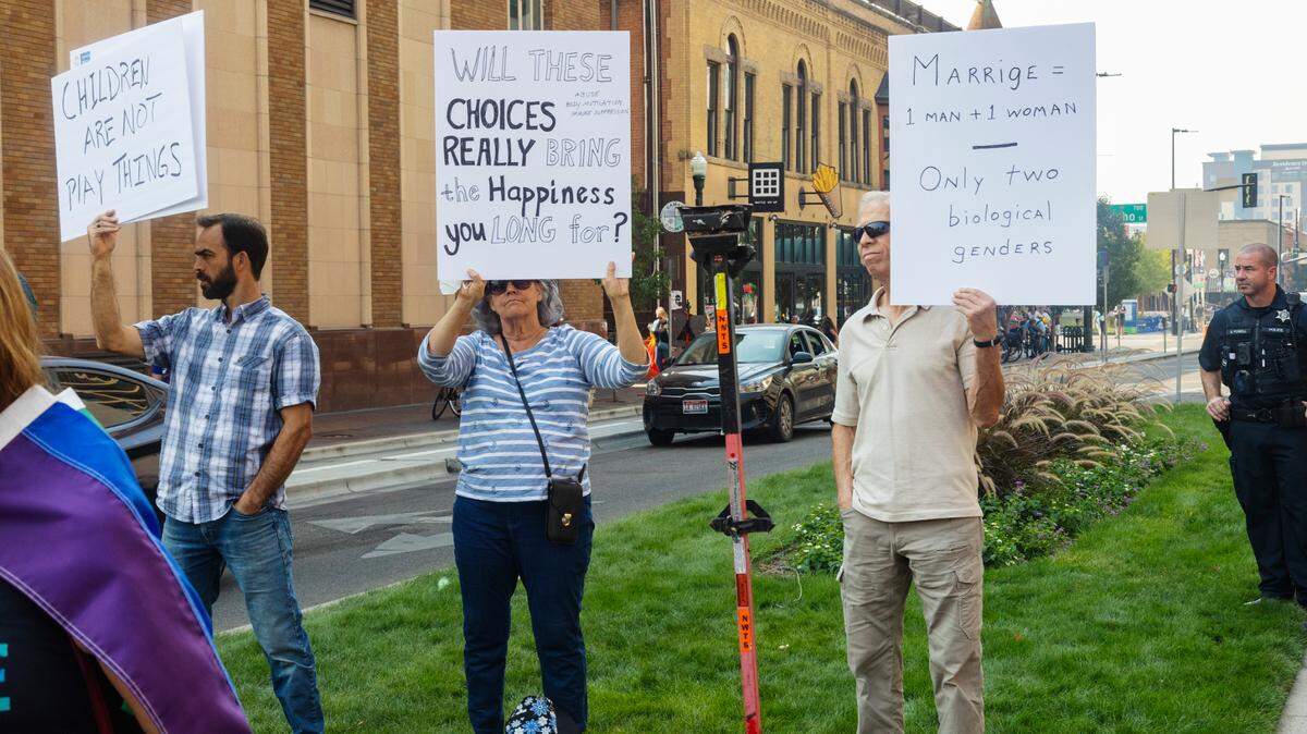 Protesters at the 2022 Boise Pride Parade are shown in this file photo.
