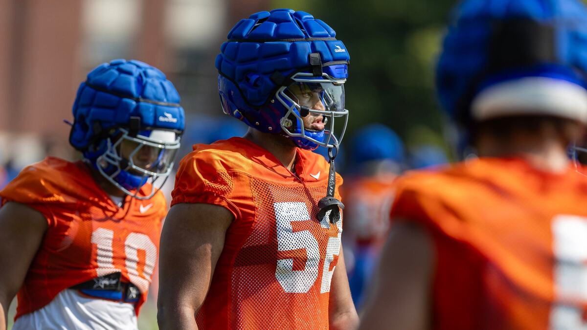Defensive end Tavion Woodard joined the Broncos in January after posting 83 tackles and 11.5 sacks in five seasons at Ball State.