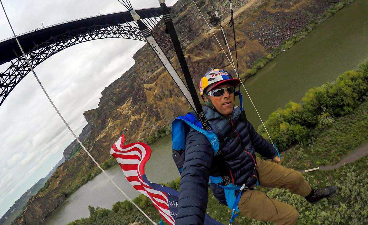 Miles Daisher, 50, from Twin Falls, is a BASE jumper who frequently finds himself falling off Perrine Bridge.