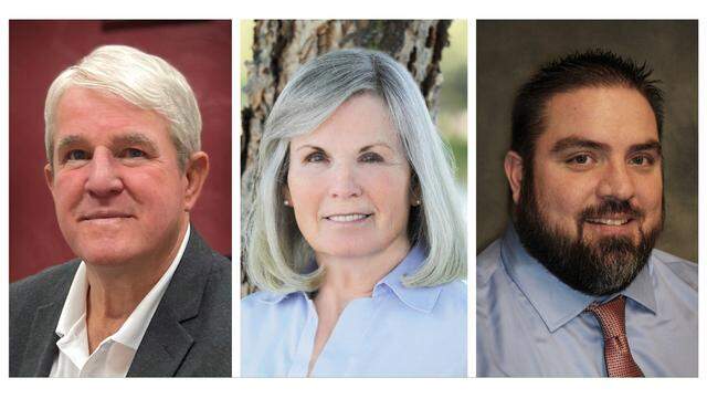 Candidates from left are Steven Rule, Jackie Hutchison and Tyson Sparrow.
