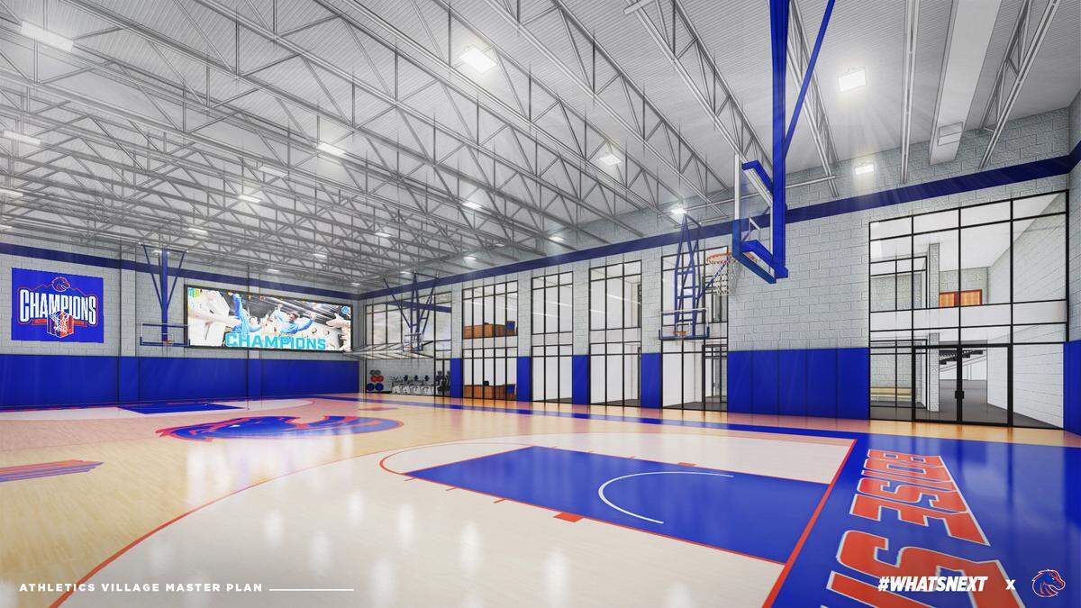 A rendering of a proposed practice court in the Arguinchona Basketball Complex at Boise State.