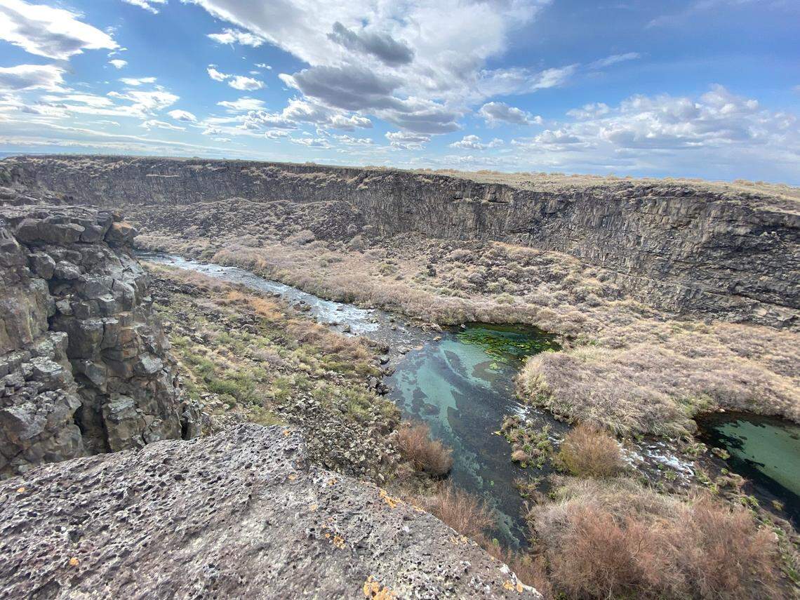 Visitors can see clear, blue-green pools from the overlook at Box Canyon Springs Preserve near Hagerman. The paved overlook is meant to make the springs accessible to all.