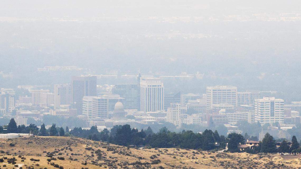 Smoke from Western wildfires thickens the skies above Boise Tuesday, July 31, 2018.