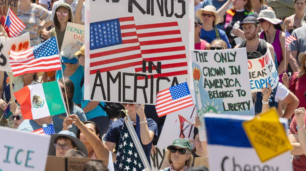 Thousands of protesters gathered outside of the Idaho Capitol Building in Boise on June 14 for the first the national “No Kings” protests against President Donald Trump and his administration.

