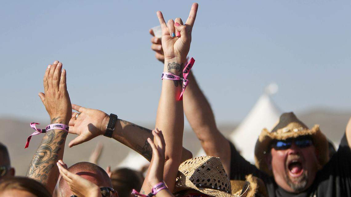 Fans cheer at the Mountain Home Country Music Festival, which was held in rural Elmore County, Idaho. The Old Boise Country Music Festival will be in a more urban setting — 6th and Main streets Downtown.