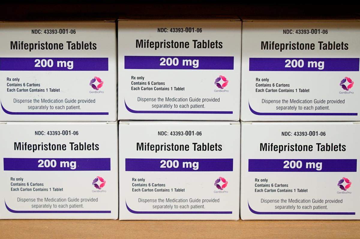 FILE - Boxes of the drug mifepristone.