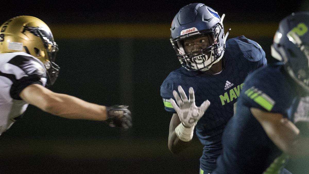 Mountain View running Jaymon Barrus erupted for 179 rushing yards and three TDs in the Mavericks’ 38-14 win over Capital at Mountain View High on Friday.