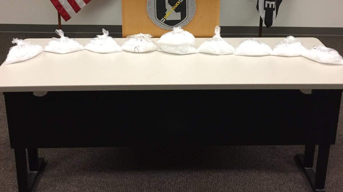An Idaho State Police trooper pulled over a driver for a traffic violation on Friday, leading to the discovery of nearly 10 pounds of methamphetamine in the car.