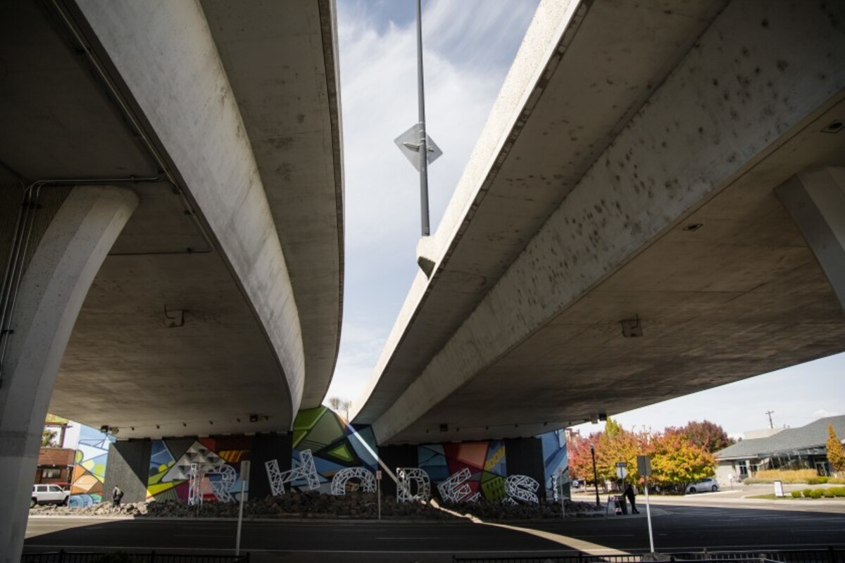 Not far from this Interstate 184 Connector overpass at Americana Boulevard was where Cooper Court existed before the city removed it in 2015.