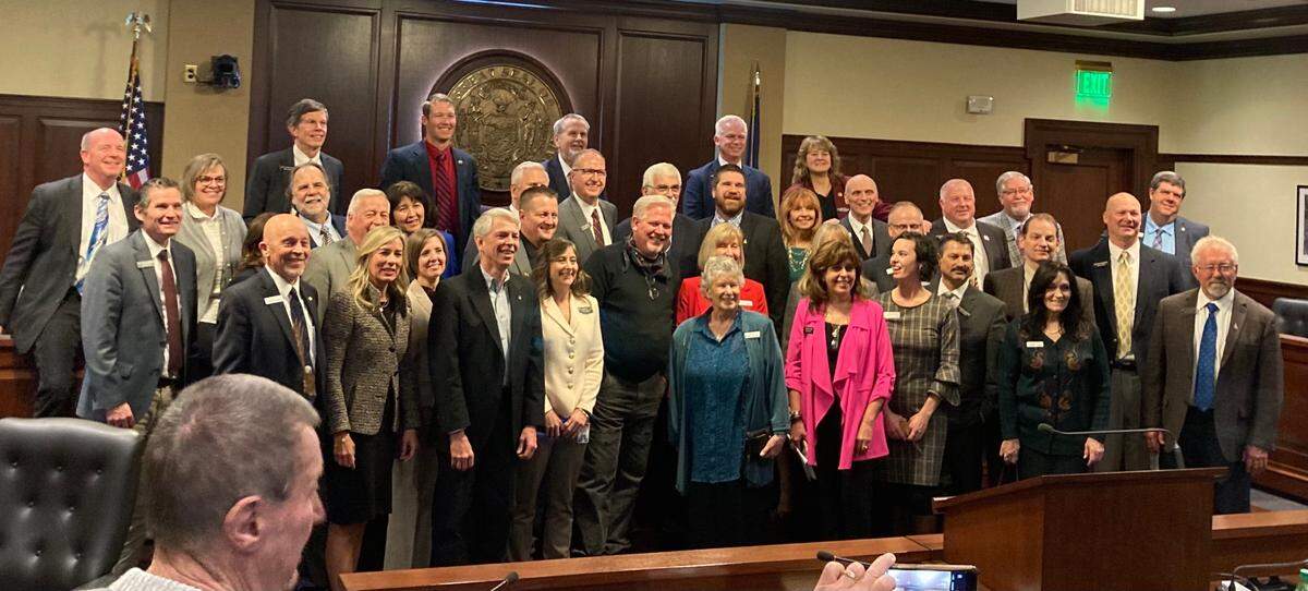 Conservative radio personality Glenn Beck visits the Idaho Capitol on Tuesday, Feb. 15, 2022.