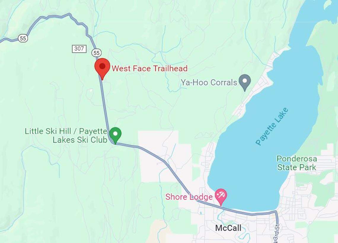 The West Face Trailhead is located just seven minutes northwest of downtown McCall. It is used “primarily in the snow season as a snowmobile trailhead parking area,” according to the U.S. Forest Service website.