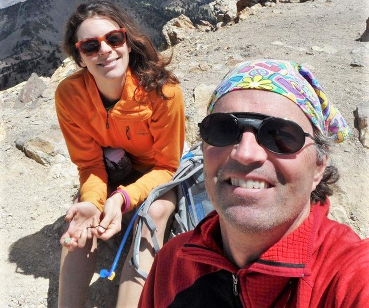 John Platt poses with his daughter Mariel atop Brokeoff Mountain in California in 2013.