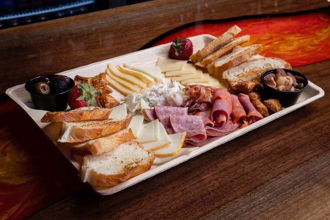 Food choices on the menu include charcuterie.