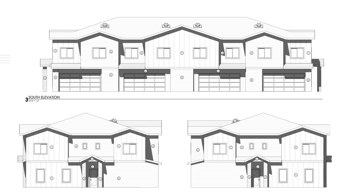 Each of the eight townhomes would come with a garage.
