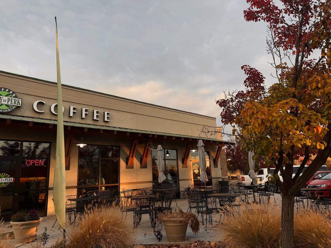 Lucky Perk Coffee at Eagle and Overland roads had a patio outside.