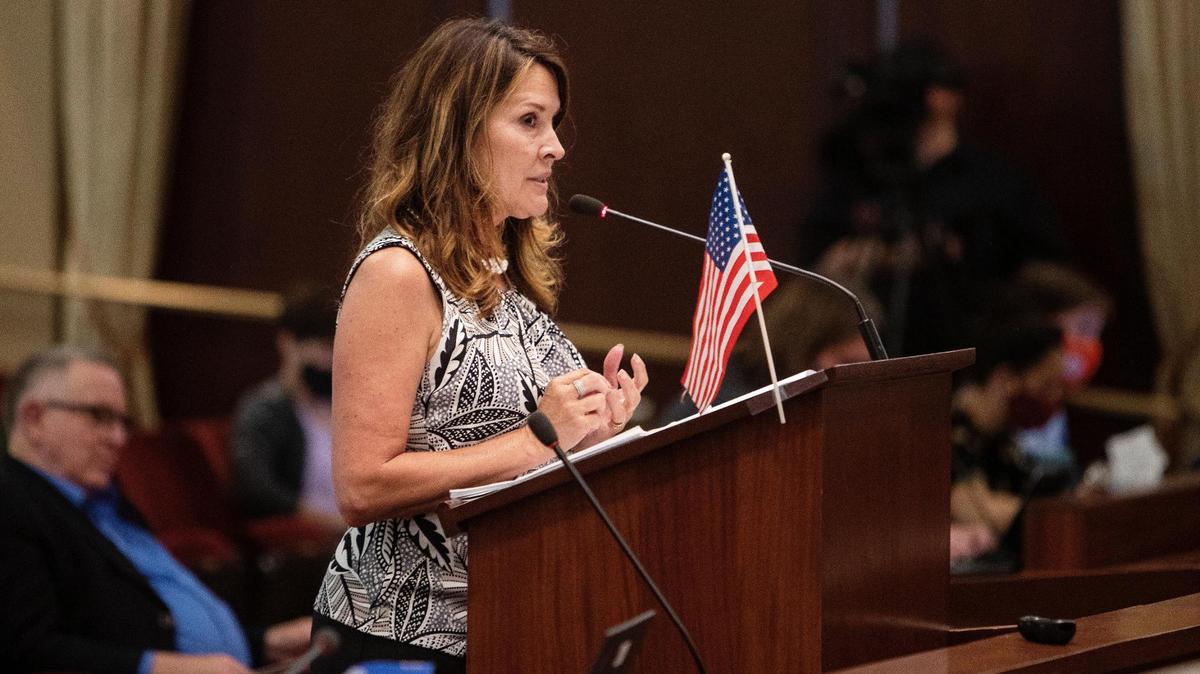 Lt. Governor Janice McGeachin speaks during her Education Task Force meeting at the Idaho State Capitol Building in this 2021 file photo.